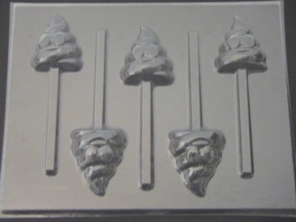 552sp Swirl Poop Emoji Ice Cream Chocolate or Hard Candy Lollipop Mold